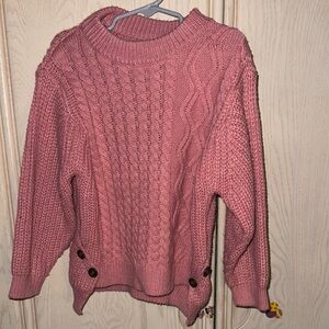 Women's Pink Cable Knit Sweater